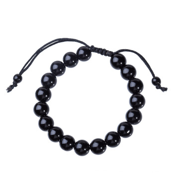 Shangjie OEM joyas Fashion Mens Bracelets Obsidian Adjustable Bracelets Jewelry Simple Beaded  Bracelets